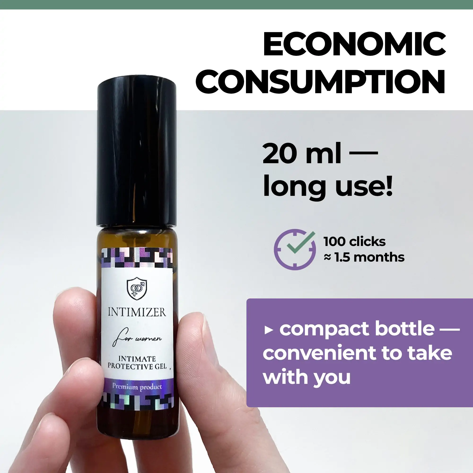 Product INTIMIZER for women 20ml, protective eco-gel for intimate care Photo 4 - INTIMIZER for women 20ml, protective eco-gel for intimate care